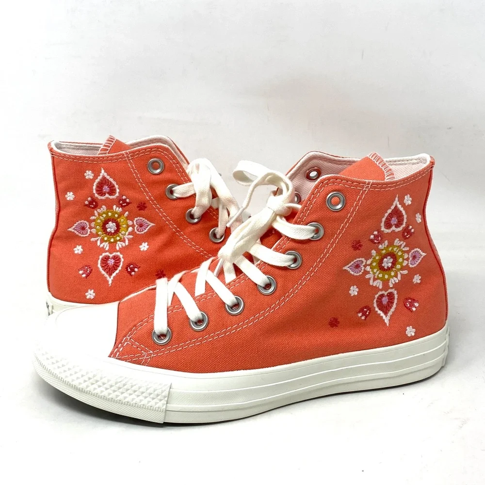 Converse Ctas High Top Shoes For Women Orange Sneakers Casual Canvas A02203F_6